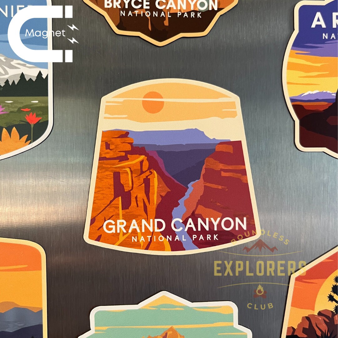 Grand Canyon National Park Fridge Magnet for Refrigerator Themed Hiker Traveler Hiking Mountain Waterproof Vinyl Souvenir for Gift for Her