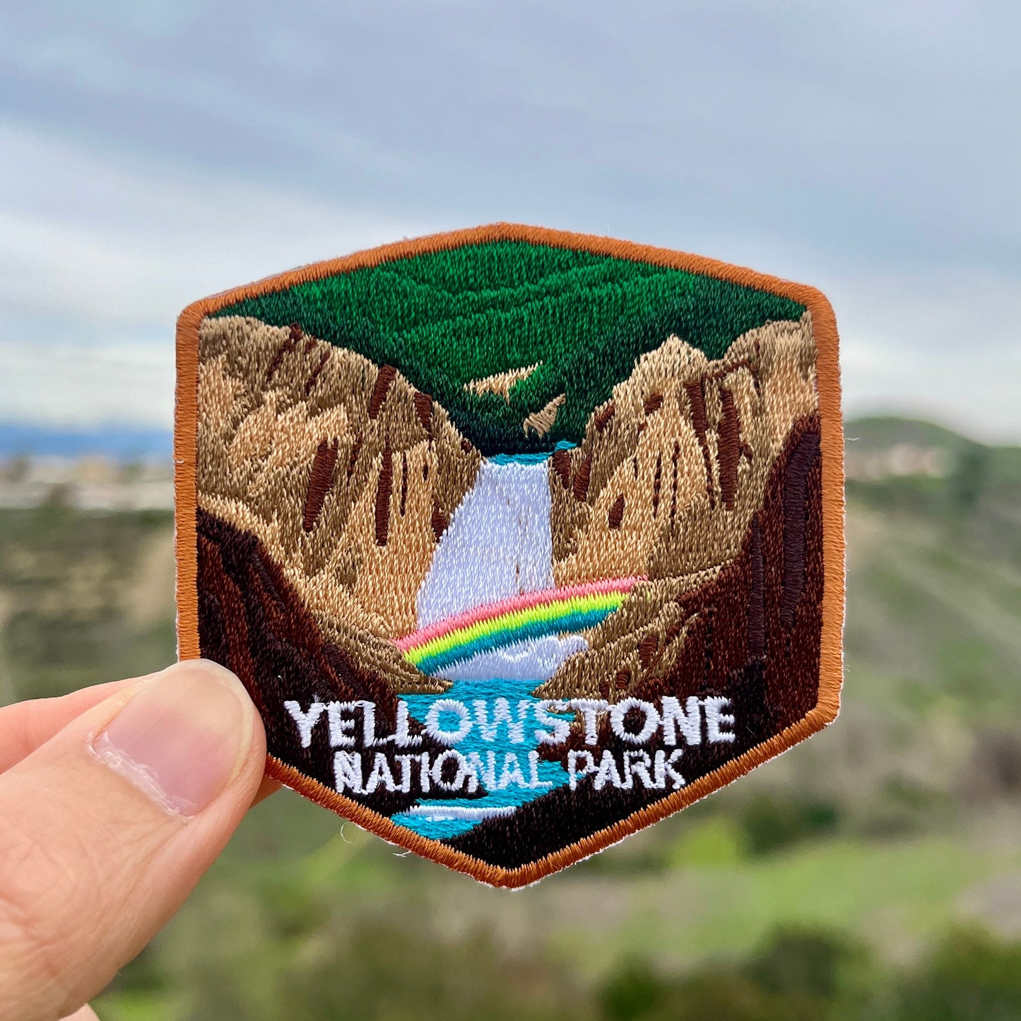 Yellowstone Falls National Park Patch for Backpack Denim Jacket Iron On Embroidery Decal Themed Hiker USA Nature Travel Gifts for Her